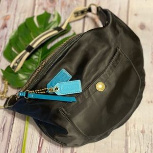 Coach Hampton Black Satin Hobo Shoulder Bag